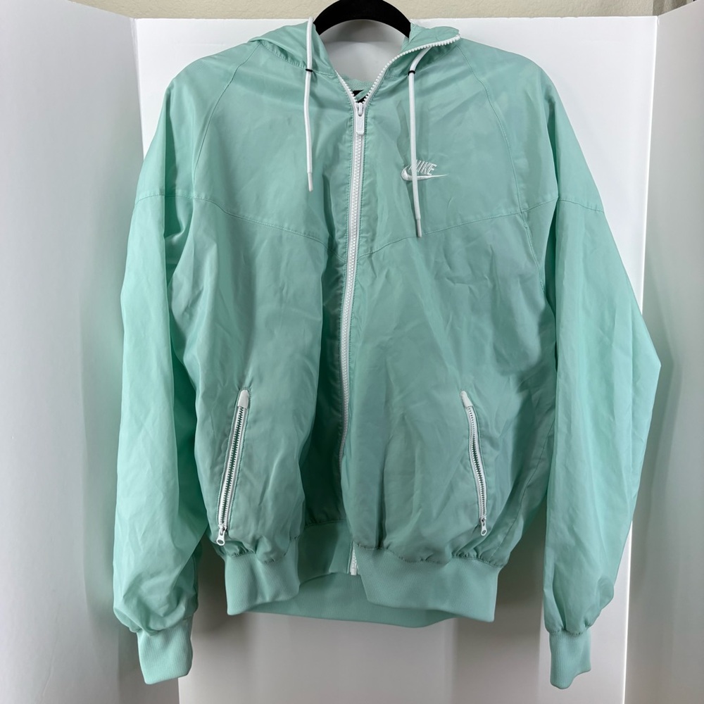 Nike Light Mint Green Rain Jacket, Women's Size Small, Zip-Up with Hood